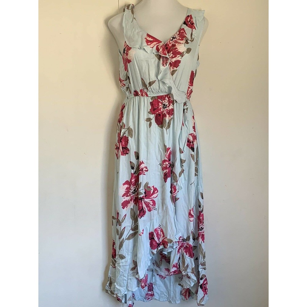 American Rag Cie Junior’s Sundress Maxi Dress Size Medium Blue Floral New